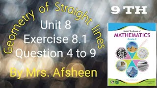 Maths grade 9 unit 8 Exercise 81 Question 4 to 9 new book Fbiseafsheeneducation [upl. by Kam]