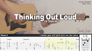 Thinking Out Loud  Ed Sheeran  Fingerstyle Guitar  TAB  Chords  Lyrics [upl. by Barboza]