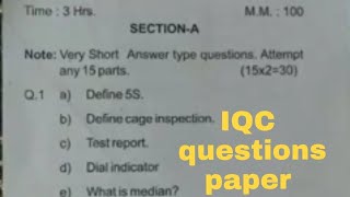 Inspection and Quality Control old question paper  Inspection and Quality Control question Paper [upl. by Nnylidnarb]