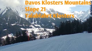 Davos Kloster Mountains  Parsenn  Slope 21  Valley Descent Klosters skiing 2024 [upl. by Tcideneb306]