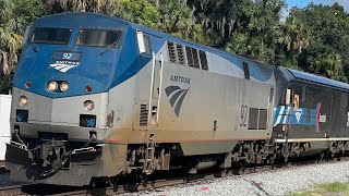 Amtrak Trains in Deland  Debary FL feat Amtrak 301 and a Dash 8 [upl. by Enniroc]