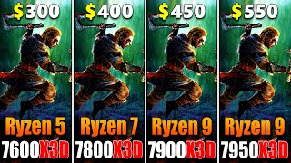 Ryzen 5 7600X3D vs Ryzen 7 7800X3D vs Ryzen 9 7900X3D vs Ryzen 9 7950X3D  PC Gameplay Tested [upl. by Aynotak271]