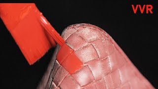 CleanampRestore my old Bottega Veneta intrecciato red long wallet broken zipper  VETIVER ASMR [upl. by Bjork]