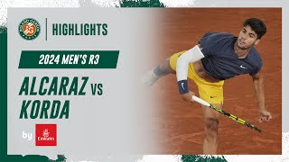 Alcaraz vs Korda Round 3 Highlights  RolandGarros 2024 [upl. by Lucilla]