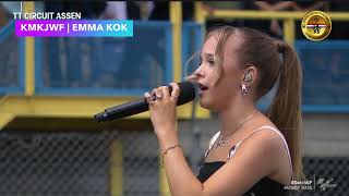 Emma Kok sings national anthem of the Netherlands at MotoGP Assen [upl. by Okihcim]