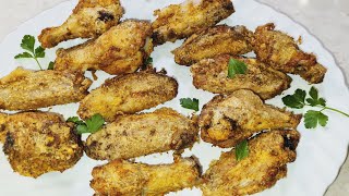 Corn StarchBaking Powder Seasoned Chicken Wings Cooked in an Air Fryer [upl. by Nerrawed]