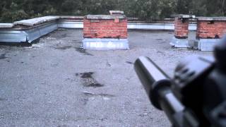 Shot from a airgun Zoraki HP01 Ultra with silencer in a fragment of brick [upl. by Yrkcaz]