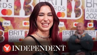 Dua Lipa arrives at Brit Awards ahead of performance [upl. by Darian]