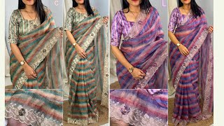 Fancy silk sarees with multi thread embroidery work sarees festival collection [upl. by Yboj]