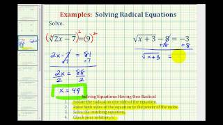 Ex 2 Solve Radical Equations  Square Roots [upl. by Dollie]