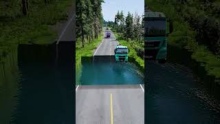 Tanker trucks vs massive water pit 17  beamngdrive carsvsmassivepotholespart2 carsvspothole [upl. by Allesig841]