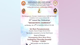 “ BHARATHIYA VAIBHAVA ” 55th Annual Day Celebrations  16122024  930 am  Live [upl. by Ahsirahc]