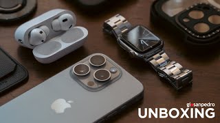 Titanium iPhone 15 Pro  First Class  Apple Watch Series 9 amp AirPods Pro USBC Unboxing ASMR [upl. by Seif]