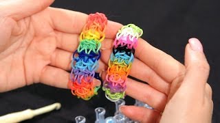 How to Make a Rainbow Splash Bracelet  Rainbow Loom [upl. by Ainahtan]