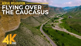 Flying over the Caucasus Mountains  4K Aerial View of Scenic Landscapes of Eastern Caucasus [upl. by Grubb]