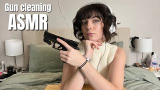 ASMR  gun cleaning tapping sounds clean my gun with me  ASMRbyJ [upl. by Namolos]