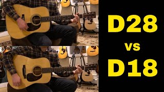 Martin D28 vs Martin D18 Acoustic Guitar Comparison [upl. by Ailugram]