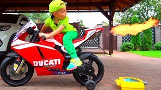 Little BIKER and his motorcycle Улетел на своем мотоцикле [upl. by Adrianna]