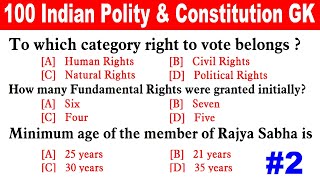 100 Indian Polity and Constitution for Exams objective questions and answers in English 2 [upl. by Alehcim]