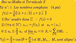 Exercice n ° 1 Les nombres complexes Pour les examens de La 2ème année Bac SM et Terminale S [upl. by Smoht289]