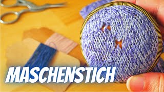 Maschenstich ohne Hilfsfaden  Löcher stopfen [upl. by Doro]