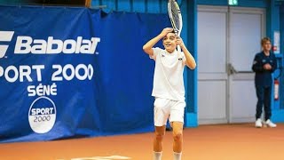 12 year old Arthur Salafa VS Corentin Moutet  Practice [upl. by Hannahc]