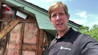 Sheathing Removal in Siding Replacement Part 1  Explained in a Quick Minute by Preview Construction [upl. by Yelsehc]