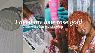 Rose gold hair at home  in depth process for natural hair [upl. by Ellehcrad]