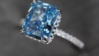 40ct Blue Simulated lab diamond engagement ring Blue Crushed diamond ring Blue Diamond ring [upl. by Caitlin]