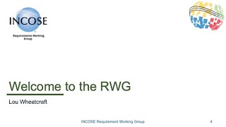 Welcome to the INCOSE Requirement Working Group RWG [upl. by Sheply]