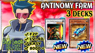 ANTINOMY Farm  3 Decks F2P Easy 8000 YuGiOh Duel Links [upl. by Wohlert]