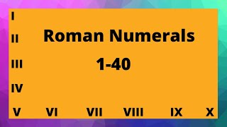 Roman numerals 1 to 40 │ Roman numbers part 3  │ [upl. by Hareemas578]