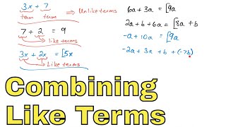 13  Combining Like Terms in Algebraic Expressions Part 1 Add amp Subtract Like Terms [upl. by Inahet]