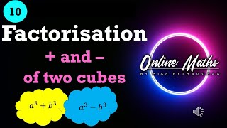 Grade 10 Factorisation L6 Sum and Difference of Cubes Mathematics [upl. by Rheingold]