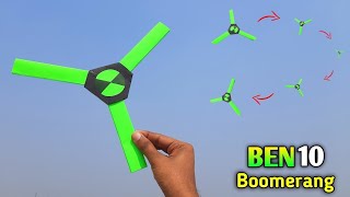 New BEN 10 boomerang 🪃  how to make boomerang at home  Easy paper Flying toy  homemade ben10 toy [upl. by Etz747]