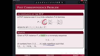 Lecture 27 Post Correspondence Problem [upl. by Northey712]