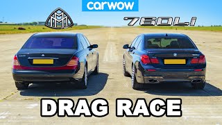 BMW 760Li vs Maybach DRAG RACE V12 Luxury [upl. by Marleah]