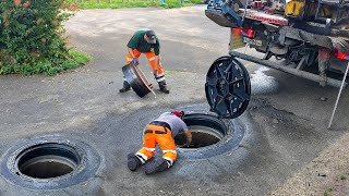 Crazy German Technology to Repair Massive Street Manholes [upl. by Weisbrodt]