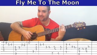 Fingerstyle Tutorial Fly Me to the Moon  Guitar Lesson w TAB [upl. by Eleni]