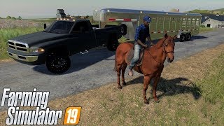 Farming Simulator 19 Riding amp Buying Horses With Our 2nd Gen Dodge Ram amp Gooseneck Horse Trailer [upl. by Ativet]