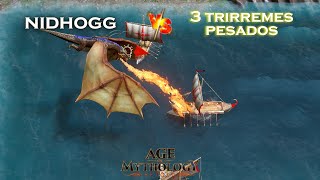 NIDHOGG vs 3 Trirremes Pesados  Age of Mythology Retold [upl. by Tabber]