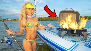 Now THATs a Fire 😀 Florida Fishing and Sandbar Bikini Catch amp Cook [upl. by Nauhs]