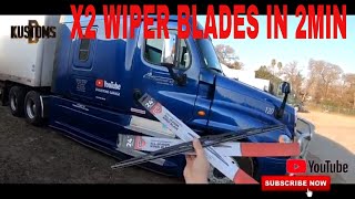 Windshield WIPERS change CASCADIA VOLVO KENWORTH PETE etc [upl. by Eniamat]