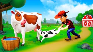 Cow Calf and Mother Cows Love Butterflys Heartfelt Role  Natures Love Story  Cow Cartoon Video [upl. by Aicilas]