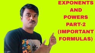 EXPONENTS AND POWERSPART2 IMPORTANT FORMULAS icse CBSECLASS 678 [upl. by Yeffej]