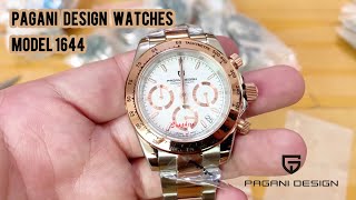 Pagani Design Mens Quartz Watches Stainless Steel Wristwatch Daytona Homage PD 1644 rose gold white [upl. by Auoy570]