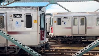 IRT Flushing Line R188 7 LclExp Trains with Yard Move Action  111th Street [upl. by Dahsraf320]