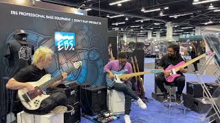 Henrik Linder Rubem Farias amp Michael Pipoquinha at NAMM 2024 EBS bass [upl. by Mireielle]