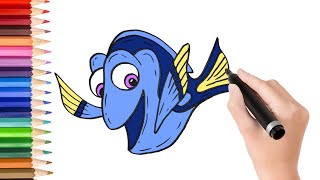 How to draw cartoon dory finding nemo [upl. by Letti]