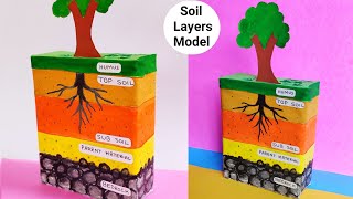 Soil layer model easy idea  Soil profile model school project  Layers of soil project making idea [upl. by Linkoski]